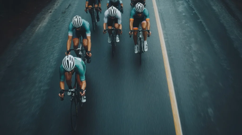 Cyclists riding together